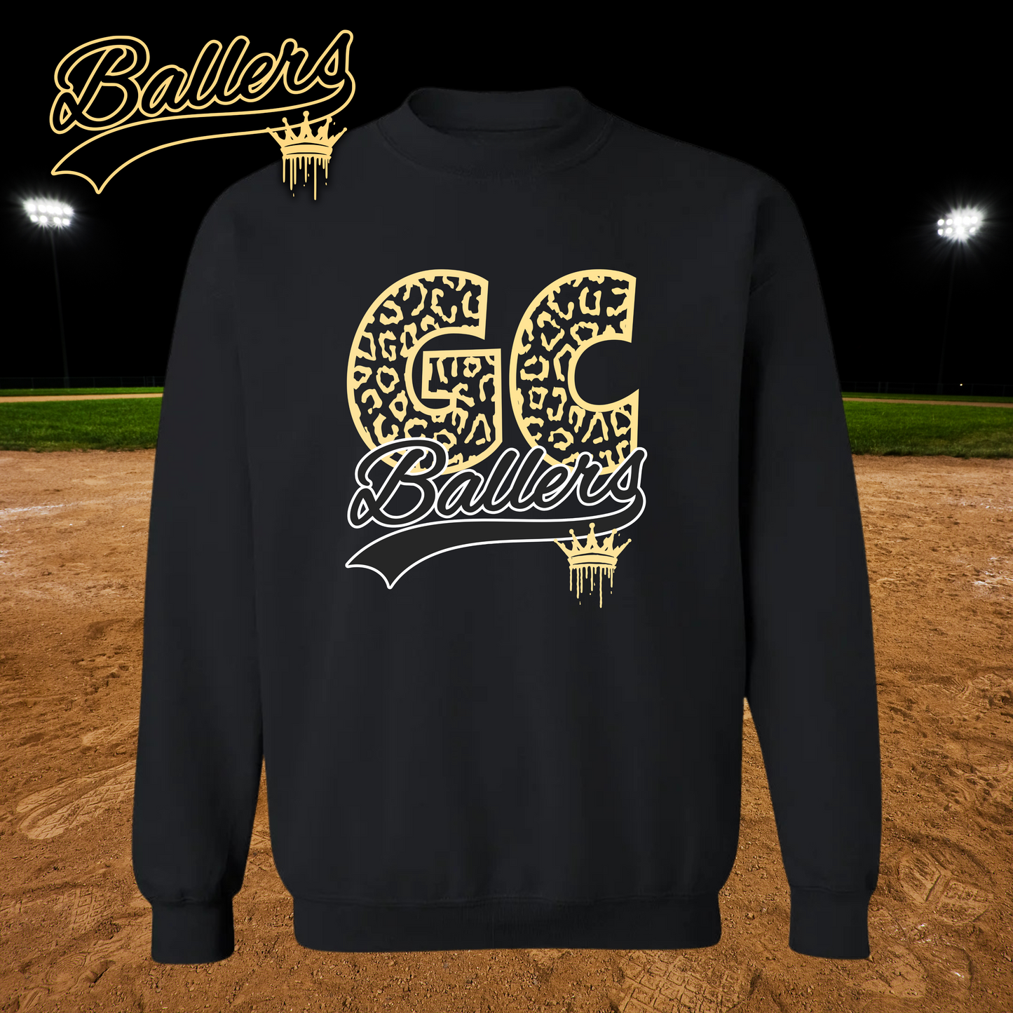 Gold ballers leopard crew crown sweatshirt