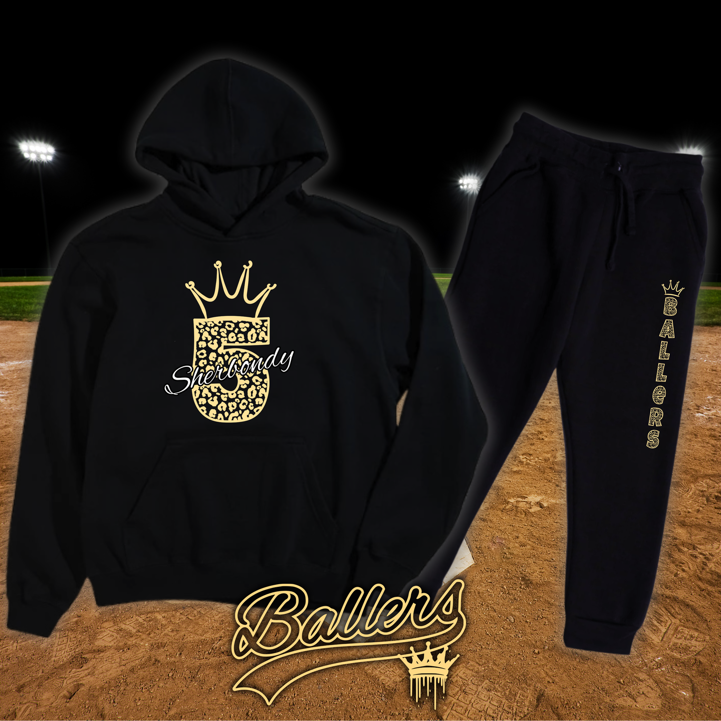 Ballers-Gold Leopard Number crown set