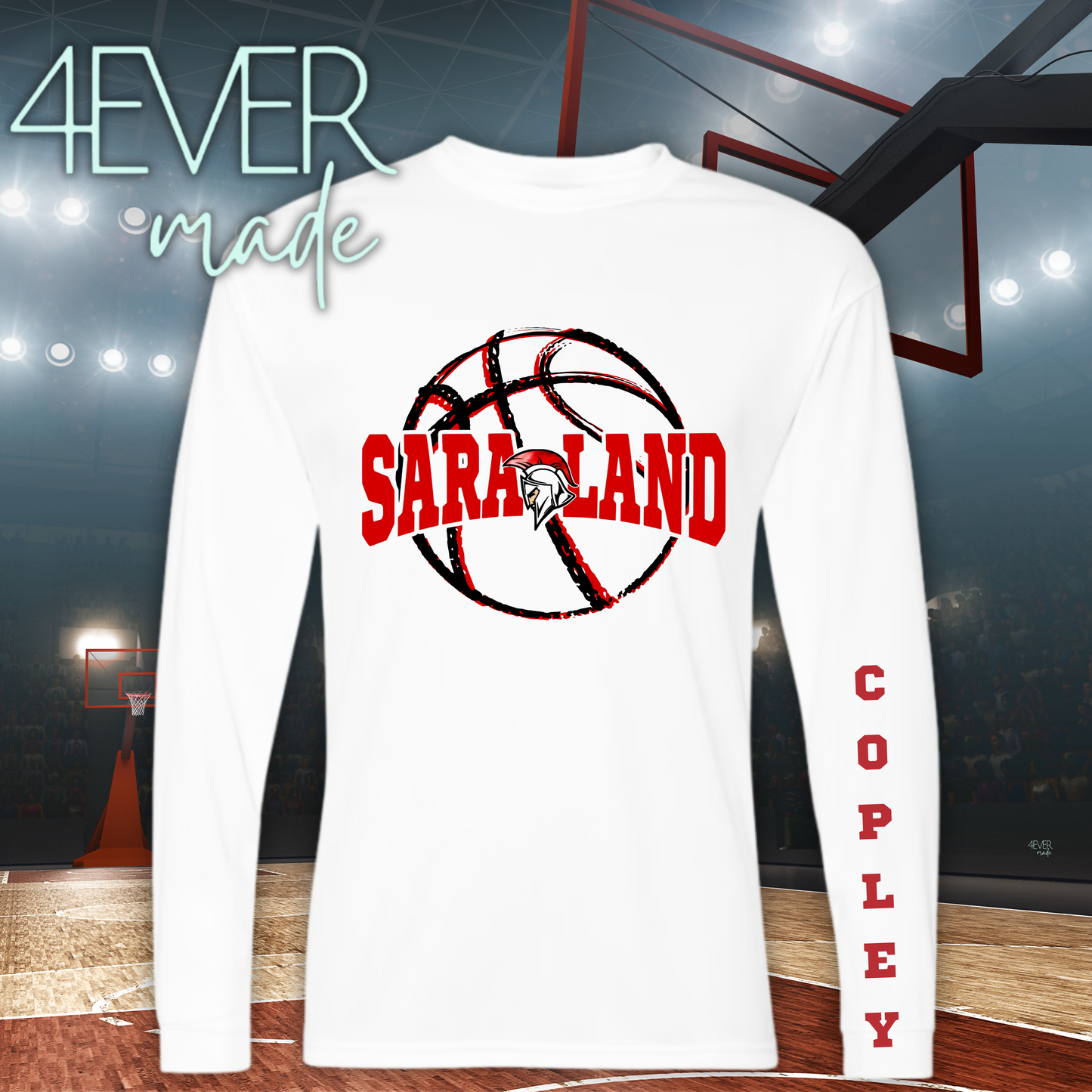 Saraland Basketball sketch (2 colors)