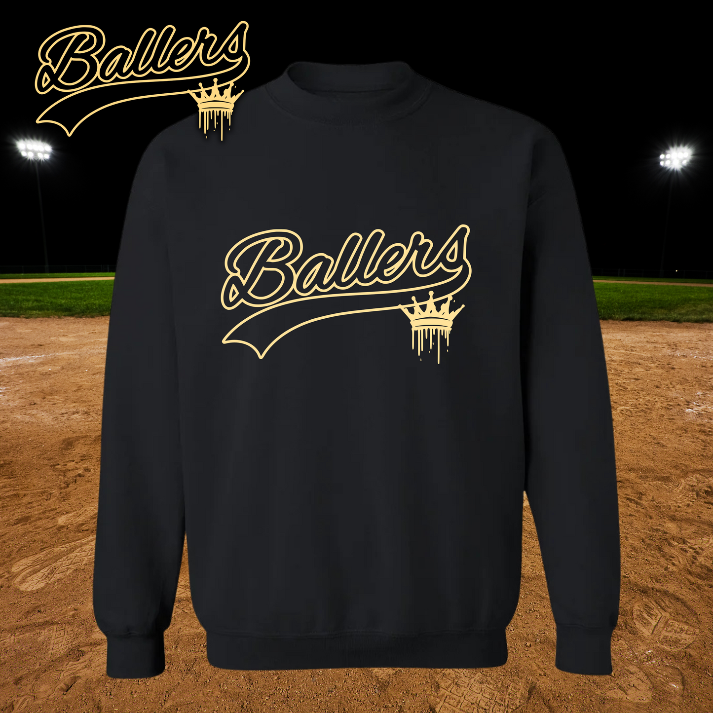 Gold ballers outline crew sweatshirt