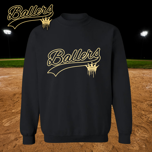 Gold ballers outline crew sweatshirt