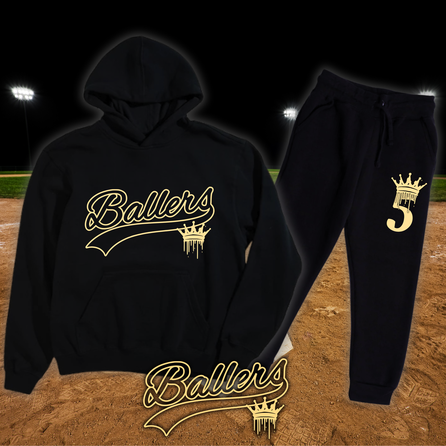 Gold ballers crown outline set